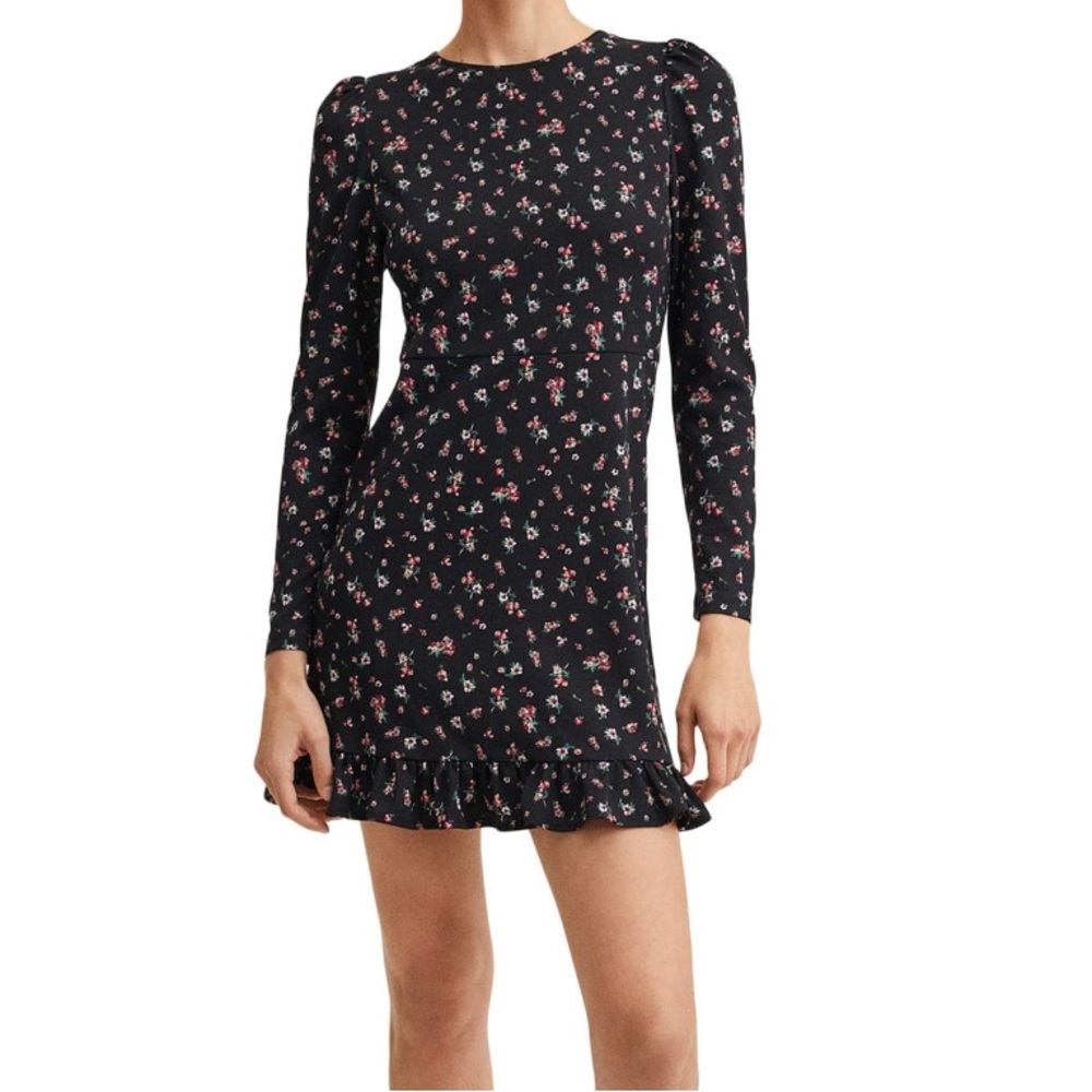 Mango Palos dress black floral size 8